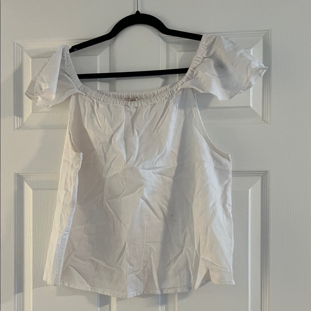 J. Crew White Off-Shoulder Blouse